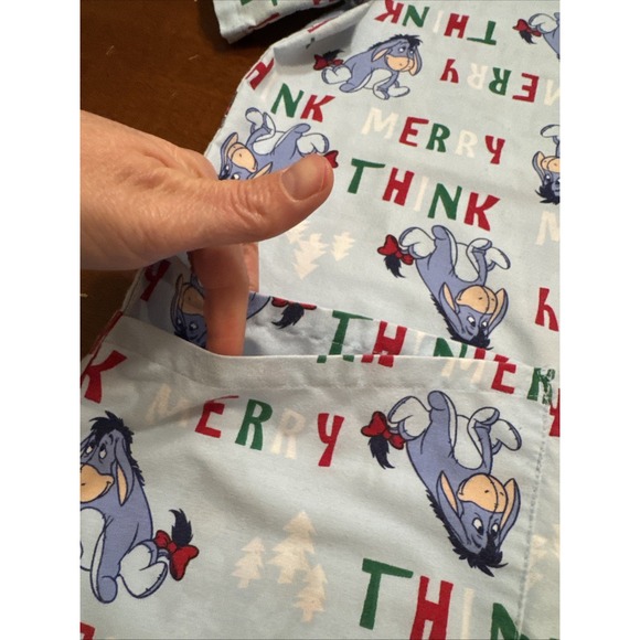 Wonderful World Of Disney Think Merry Eeyore Scrub Top Sz M Holiday Workwear - Picture 2 of 5